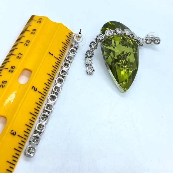 Rhinestone Earrings Long Sparkling Pierced Post Earrings - Picture 4 of 7